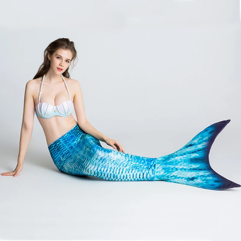 4-piece girl mermaid tail costume and Monofin adult swimming bikini set Cosplay children swimming mermaid tail parent-child set