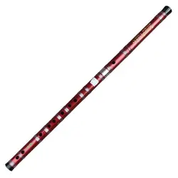 CDEFG-Handmade Bamboo Flute, Musical Instrument, Professional Dizi, Black Line, Suitable for Beginners, Key Red