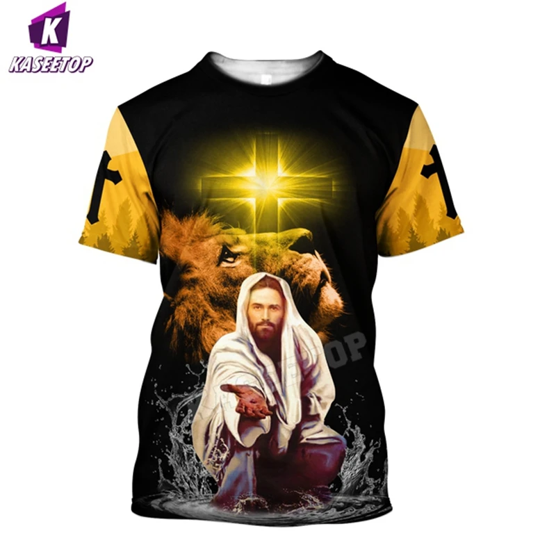 NewGod Christian Catholic Jesus Men T Shirt O-Neck Cosplay Costume Casual Hip Hop 3D Print T-shirt Camisetas Hombre Tracksuit