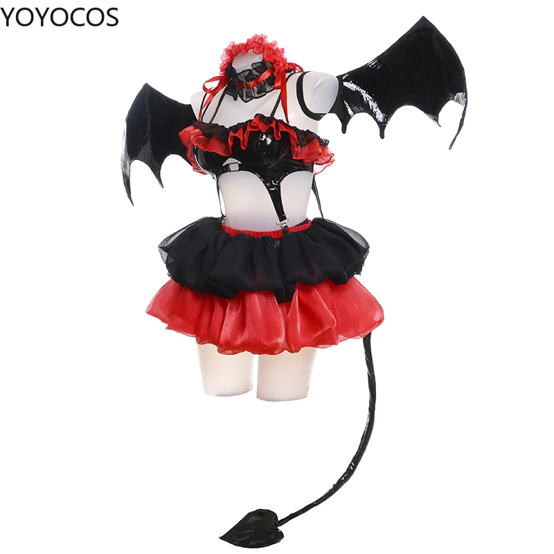 YOYOCOS data na żywo Tokisaki Kurumi Cosplay kostiumy koszmar mały diabeł Cosplay kostium na Halloween czerwona dziewczyna sukienka seksowna kobieta