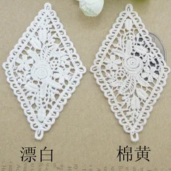 5pcs White Beige Cotton Embroidery Fabric Sewing On Lace Patch Trim Clothes Wedding Dress Diy Applique Scrapbooking