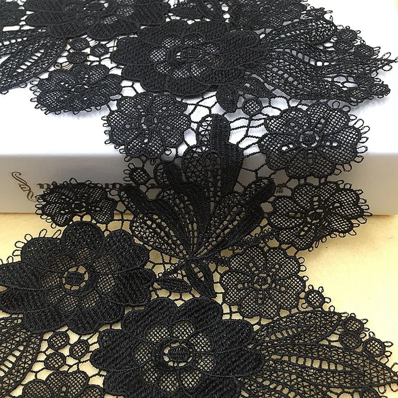 Sale Widening Water-soluble Embroidery Thin Thread Black Eyelash Lace Fabric DIY Dress Cheongsam Sewing Decorative Accessories