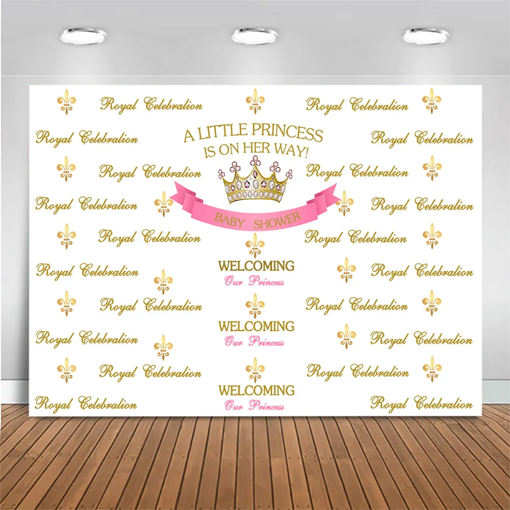 Royal Princess Baby Shower Backdrop Little Princess Gold Crown Photo Background Photo Studio Royal Baby Shower Decoration Prop