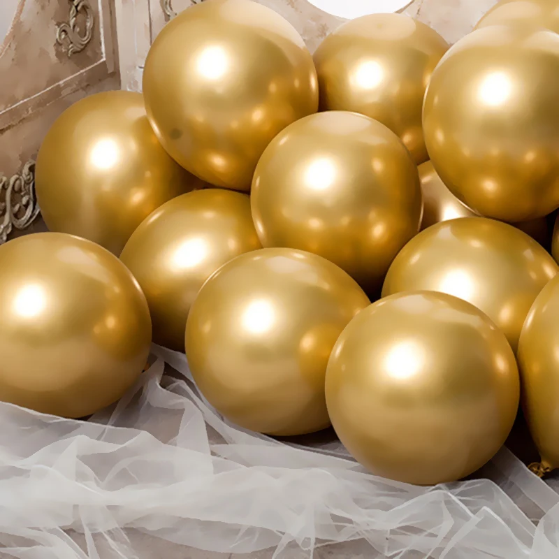 30 pcs 5/12 inch Metallic Glossy Pearl Latex Balloons golden silver round metal balloon birthday party wedding decoration baby