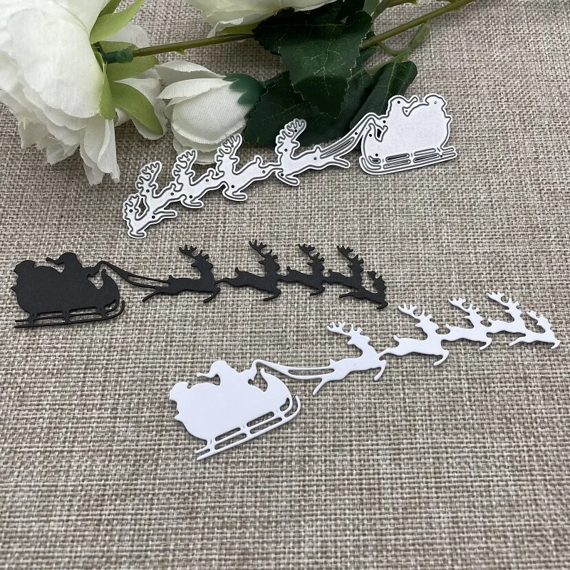 Santa sleigh deer Metal Cutting Dies Stencils For DIY Scrapbooking Decorative Embossing Handcraft Die Cutting Template Mold