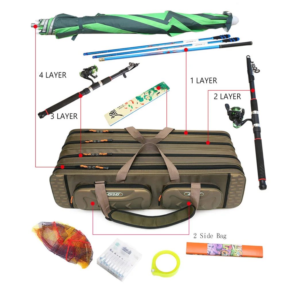 Waterproof Fishing Bags 80/90/100/120cm 2-4 Layers Fishing Rod Bag Portable Folding Fishing Pole Reel Tackle Tool Carry Case