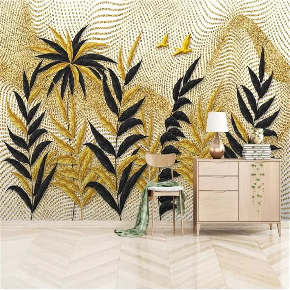 

milofi custom 3D photo wallpaper mural gold leaf abstract modern minimalist home decoration TV background wall