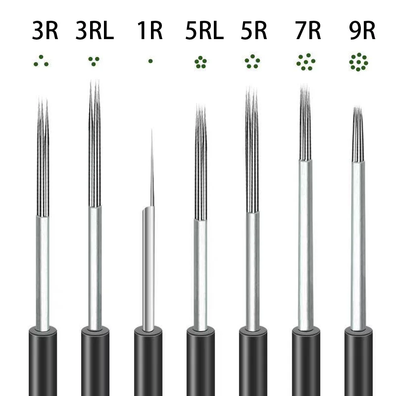 50Pcs Microblading 0.28 MM 1P Round Permanent Makeup Eyebrow 3RS 5RL Manual Tattoo Fog Needles For Lamina Blade Agulhas Tebori