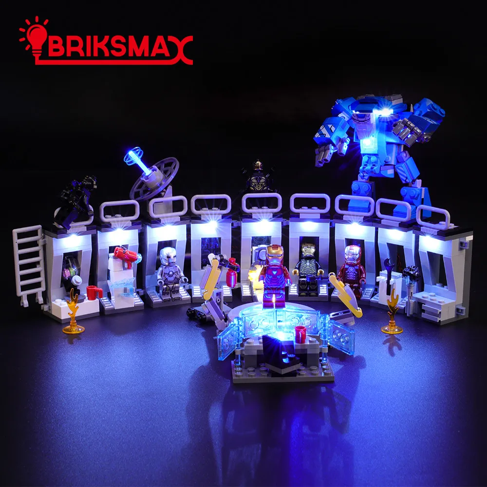 Kit di illuminazione a Led BriksMax per blocchi di costruzione per hall blindati Tony Stark compatibili con 76125