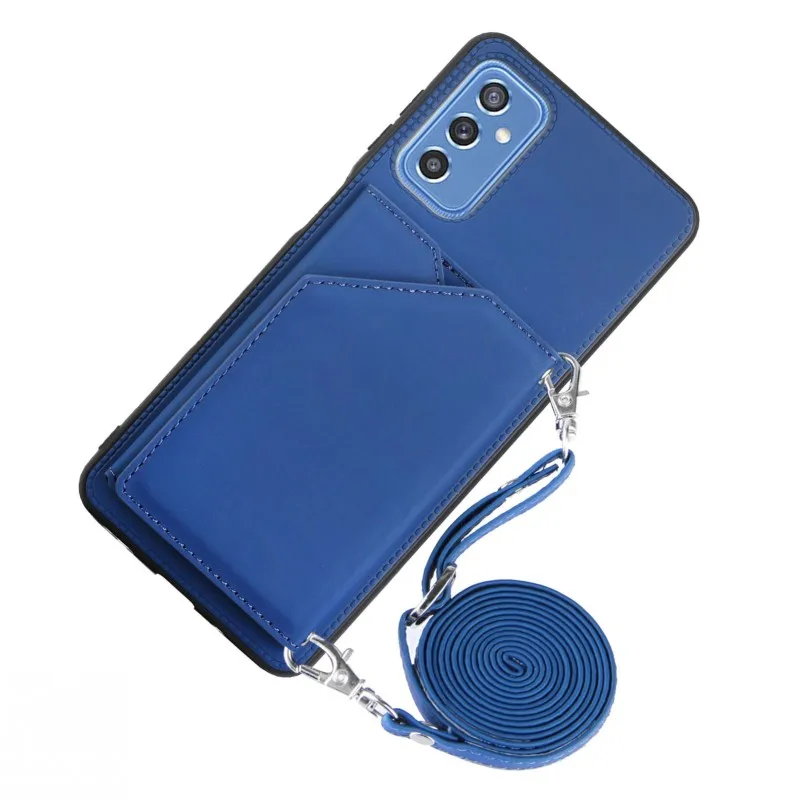 Strap Card Case for Samsung Galaxy A15 A13 A54 A14 A05 S23 Ultra S24 Plus Wallet Shockproof Leather Necklace Crossbody Cover