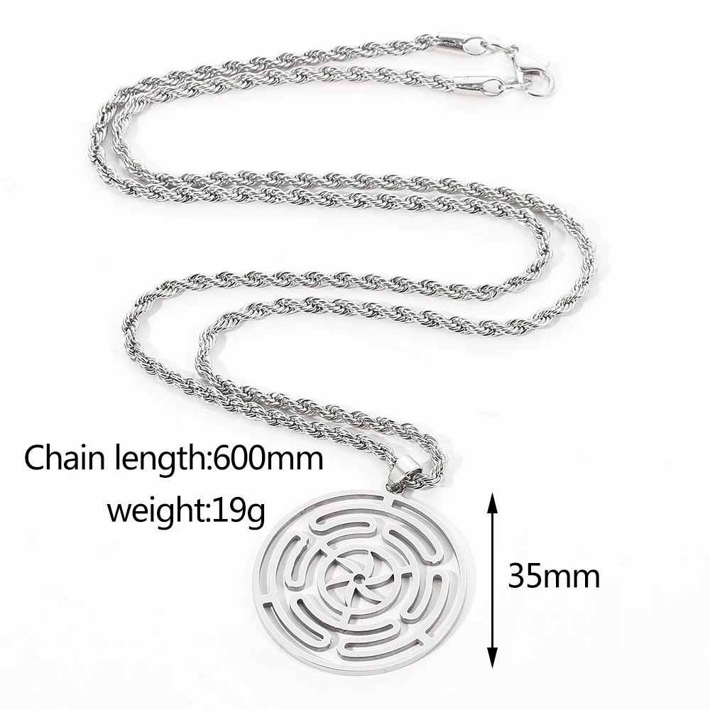 Hekate Wheel Stainless Steel Necklace Pendant Goth Strophalos Hecate Magic Symbol Logo Charm PIN colier femme Men Jewelry