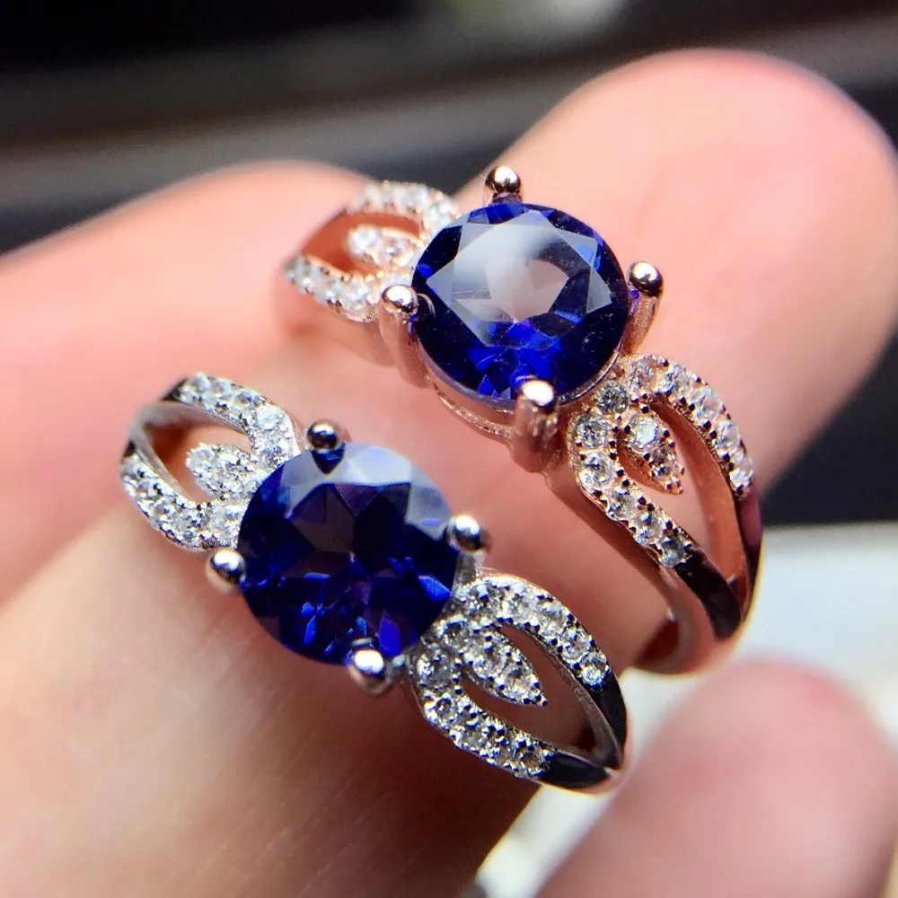 

S925 Silver Inlaid Jewelry Tanzanite Blue Topaz Ring Clothing Accessories Pure Jewelry 3A Grade Zircon Female Ring