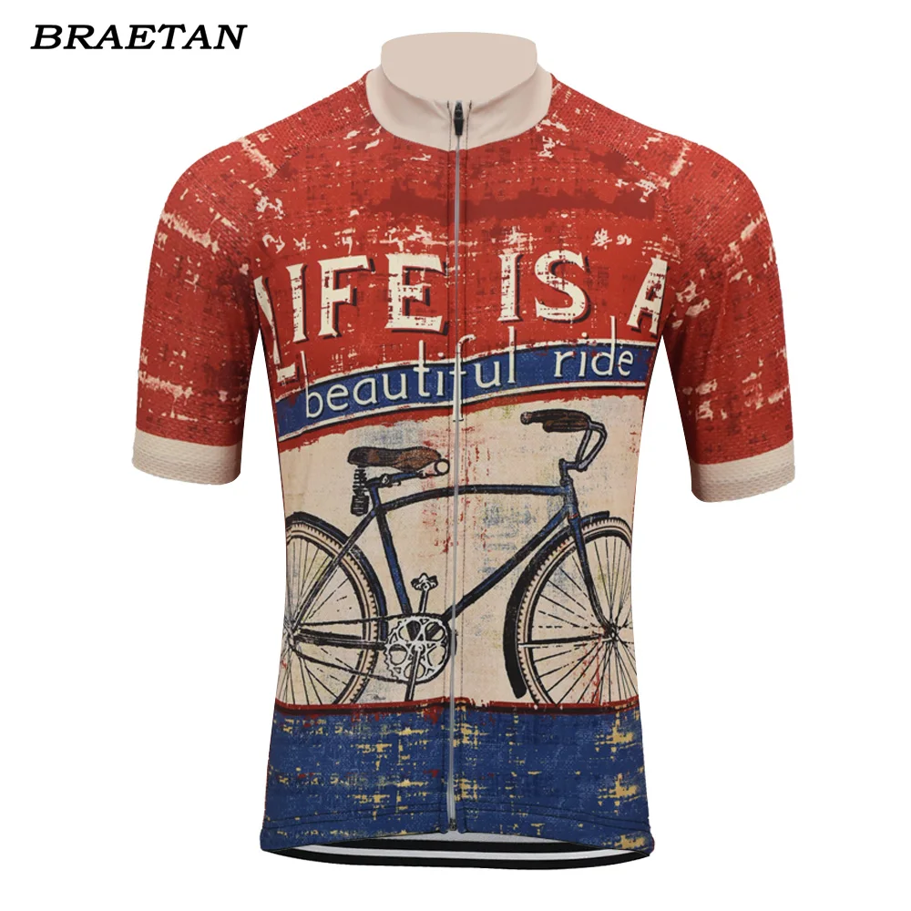 Men Cycling Jersey Life Is A Beautiful Ride Summer Short Sleeve Clothing Wear Colorful Bicycle Clothes Cycling Clothing Braetan