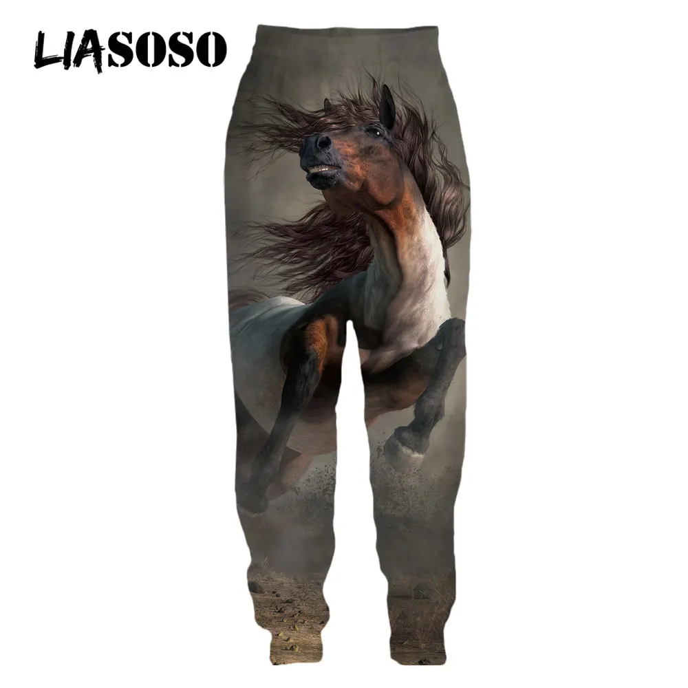 LIASOSO 3D Print Robust Horses Snow Anime Horse Animals Sweatpants Men's Women Sweat Pants Jogging Casual Hip Pop Fitness Pants