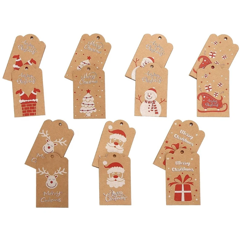 100 Pieces Christmas Tags Xmas Kraft Paper Gift Tags Hanging Label for DIY Craft