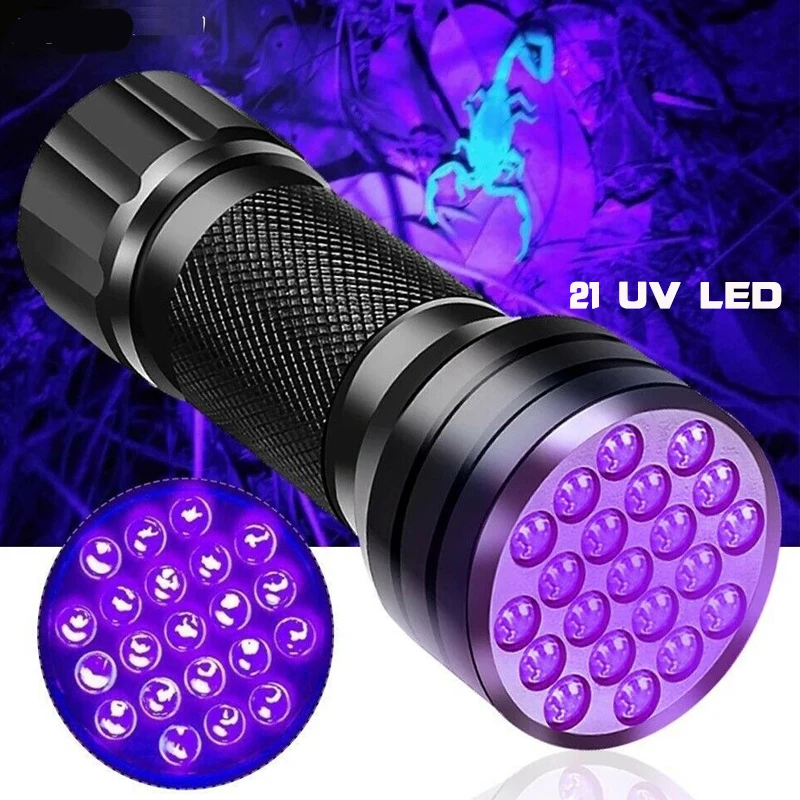 

Mini Blacklight Invisible Ink Marker 21LED 12LED UV Ultra Violet LED Flashlight Torch Light 3xAAA Batteries Powered
