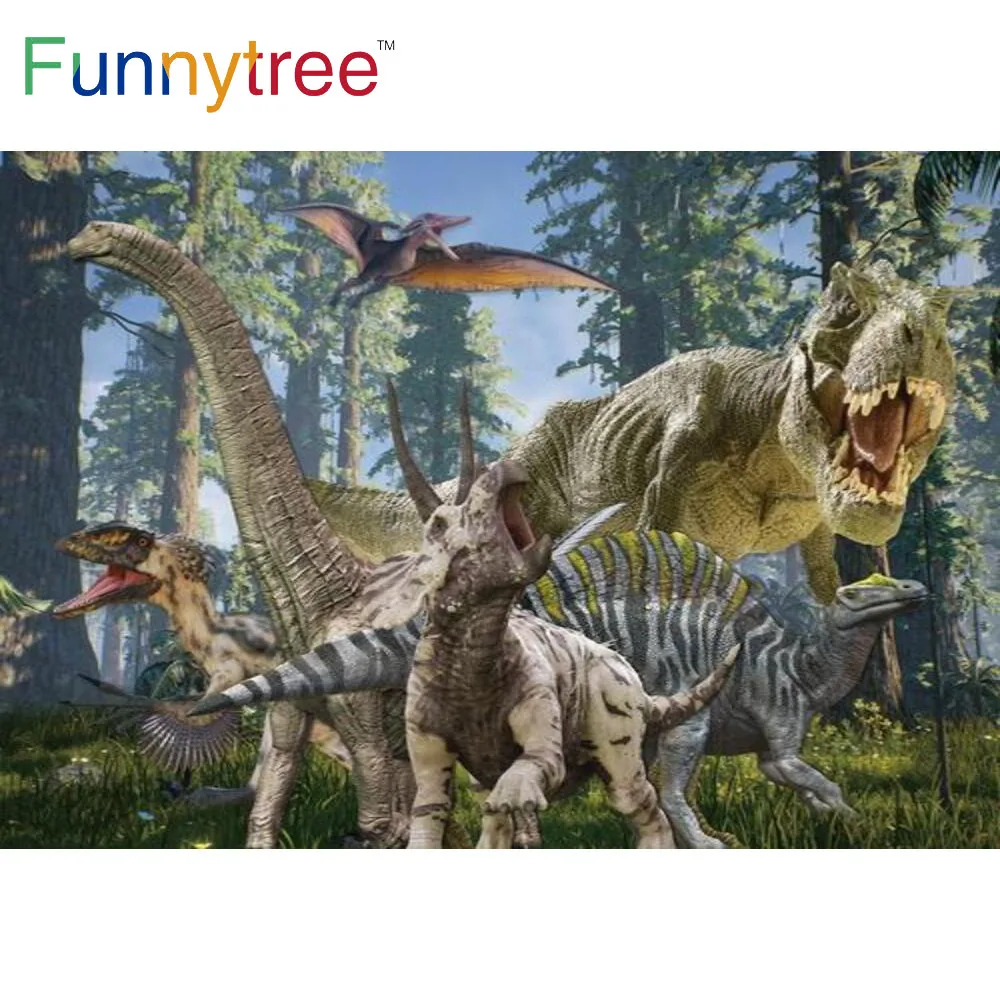 Funnytree Dinosaurs Forests Jungle Birthday Party Background Safari Theme Adventure Baby Shower Photocall Shoot Props Backdrop