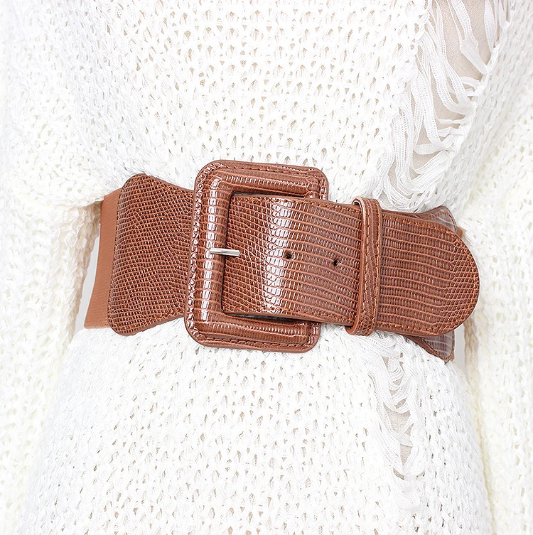 Women's runway fashion pu leather elastic Cummerbunds female Dress Corsets Waistband Belts decoration wide belt TB1201