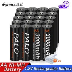 Hot Sale PALO 100% Original Battery AA 1.2V NiMH AA Rechargeable Battery 3000mAh Low Self Discharge AA Batteries Camera Toy Cars