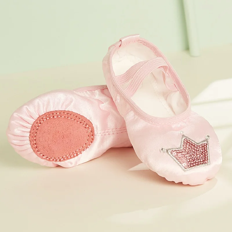 

Girls Dance Shoes with Satin Embroidered ,Dance Slipper,Good Quality Ballet Shoes,Leather Sole Ballerina Shoes,kids Pointe Shoes