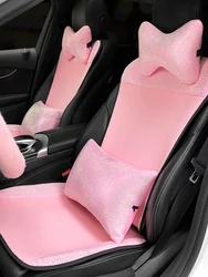Pink Rhinestones Plush Four Seasons Universal Car Seat Cushion Cover Car Interior Accessories