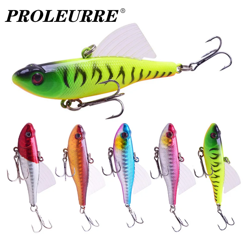 

1Pcs Winter Vibration Sea Fishing Lure 7cm 18g VIB Hard Bait With Lead Inside Diving Swivel Jig Wing Wobbler Crankbait Tackle