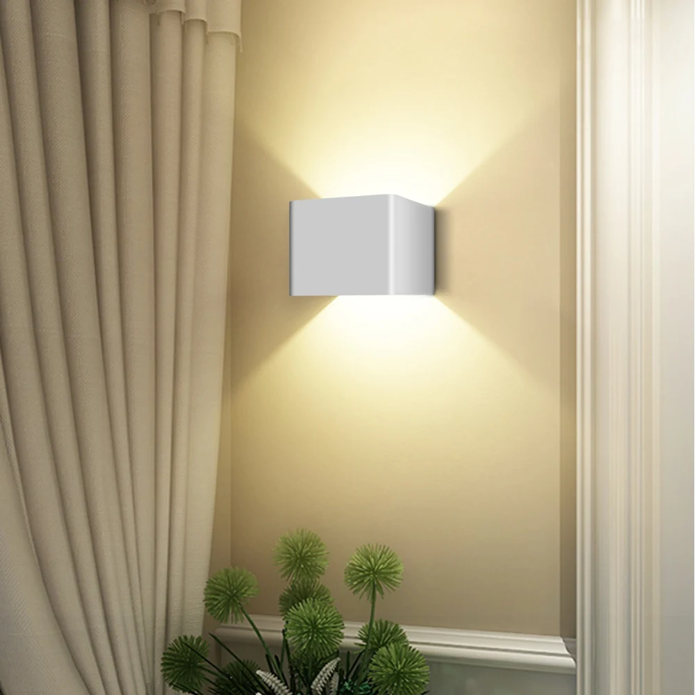 Quadrado moderno conduziu a luz de parede 6w alumínio AC85-265V simples para cima e para baixo luz interior do quarto decorativo luz da parede entrada