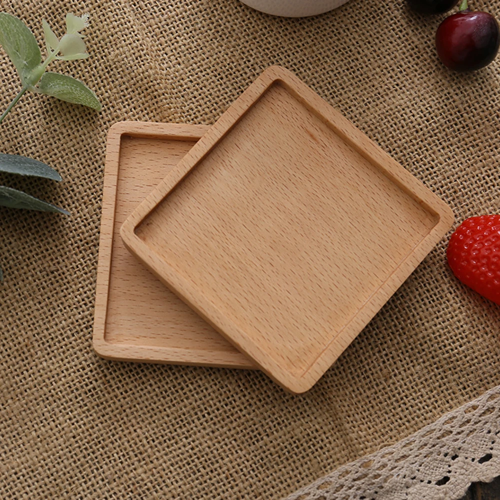 1Pcs Wood Placemats Coasters Tea Coffee Cup Pad Decor Durable Heat Resistant Square Round Drink Mat Bowl Teapot Holder 8.8cm