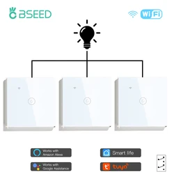 BSEED 3Packs Wifi Touch Switch 1Gang 1/2/3 Way Smart Wall Light Switch Wireless Alexa Switch Google Home APP Switch 3 Positions