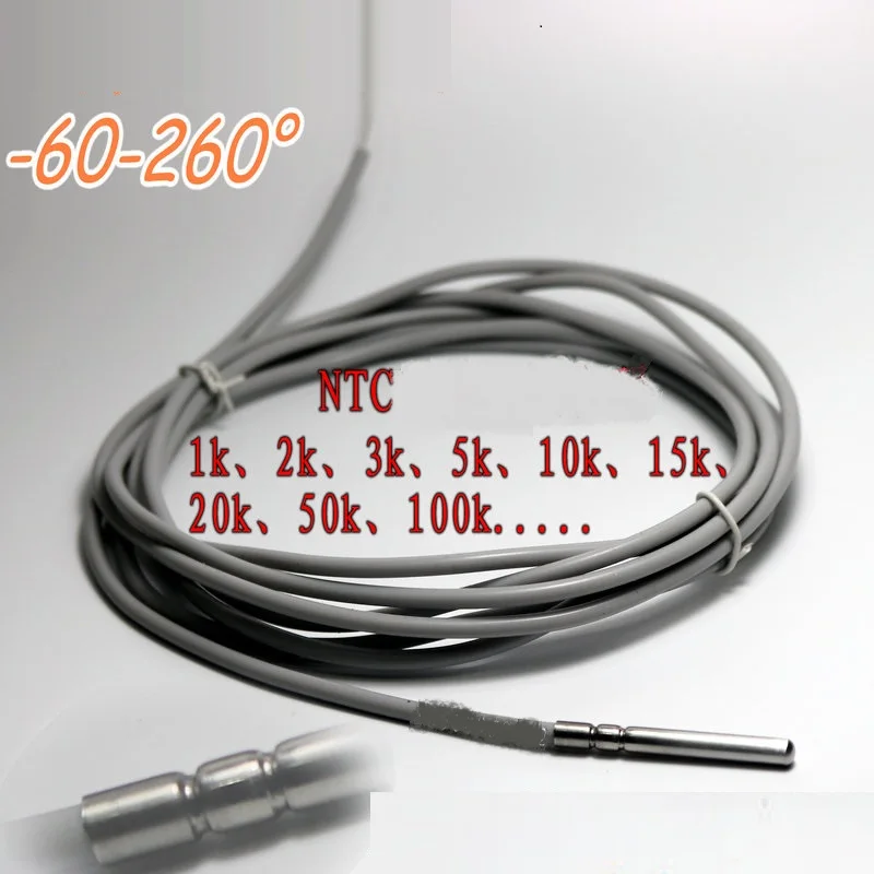 NTC טמפרטורת חיישן עמיד למים בדיקה גבוהה וטמפרטורה נמוכה עמיד 1k 2k 5k 10k 15k 20k 50k 100k