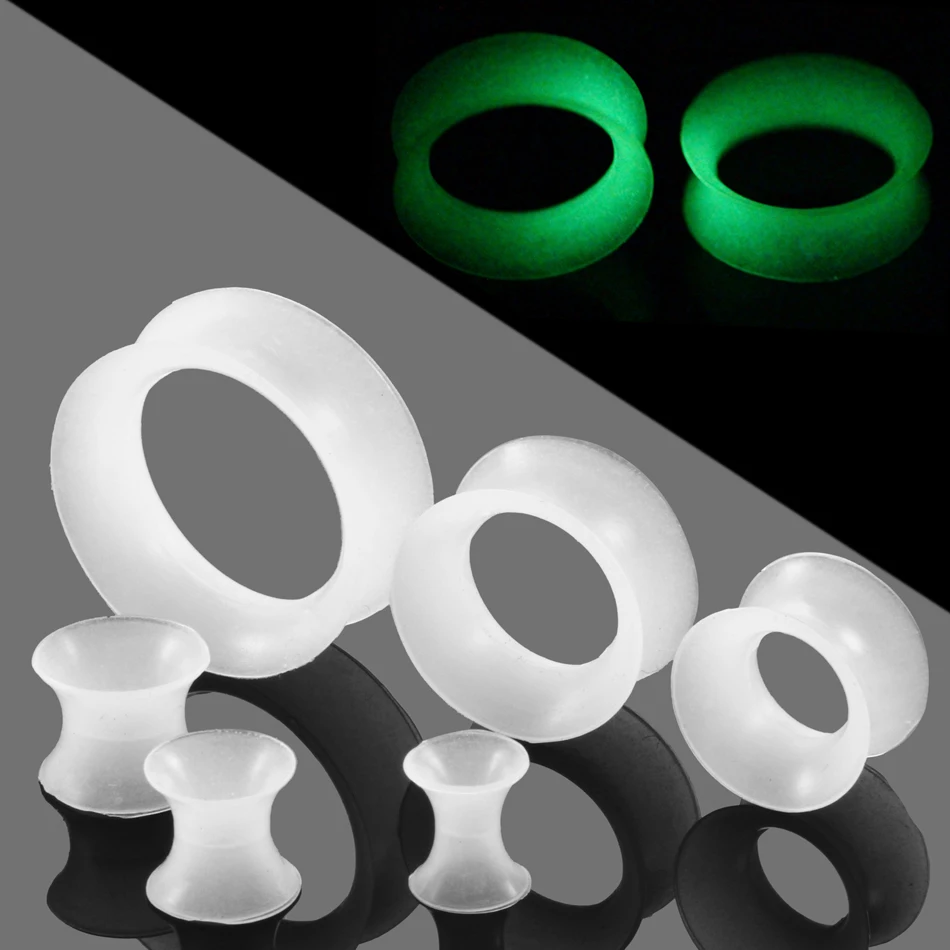 

2Pcs Glow in the Dark Silicone Ear Plugs and Tunnels Ear Piercings Earlets Earring Expander Ear Gauges Body Jewelry Piercings