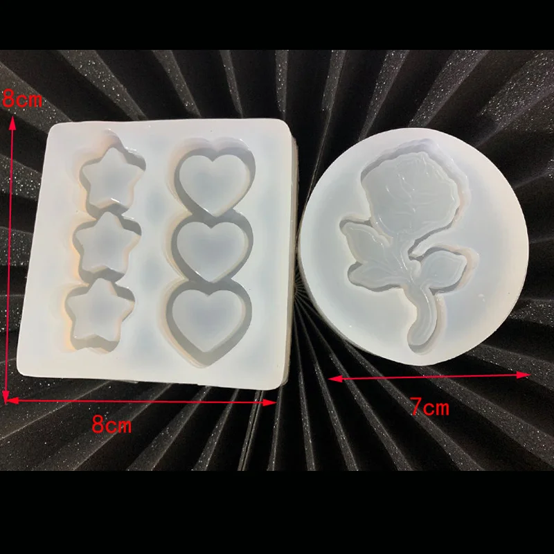 Rose Flower Shaker Silicone Mold DIY Resin Heart Star Shakers Charms Epoxy Resin Jewelry Accessories Pendant Molds Handmade