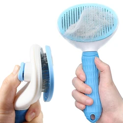 Dog Hair Removal Comb Grooming Brush Stainless Steel Cats Combs Automatic Non-slip Brushs for Dogs Cats  Dog Brush