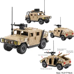 Military Car H1 Assault Vehicle Building Block Model Figures Weapons Desert Car Children Assembled Educational Toy Boy Gift D244