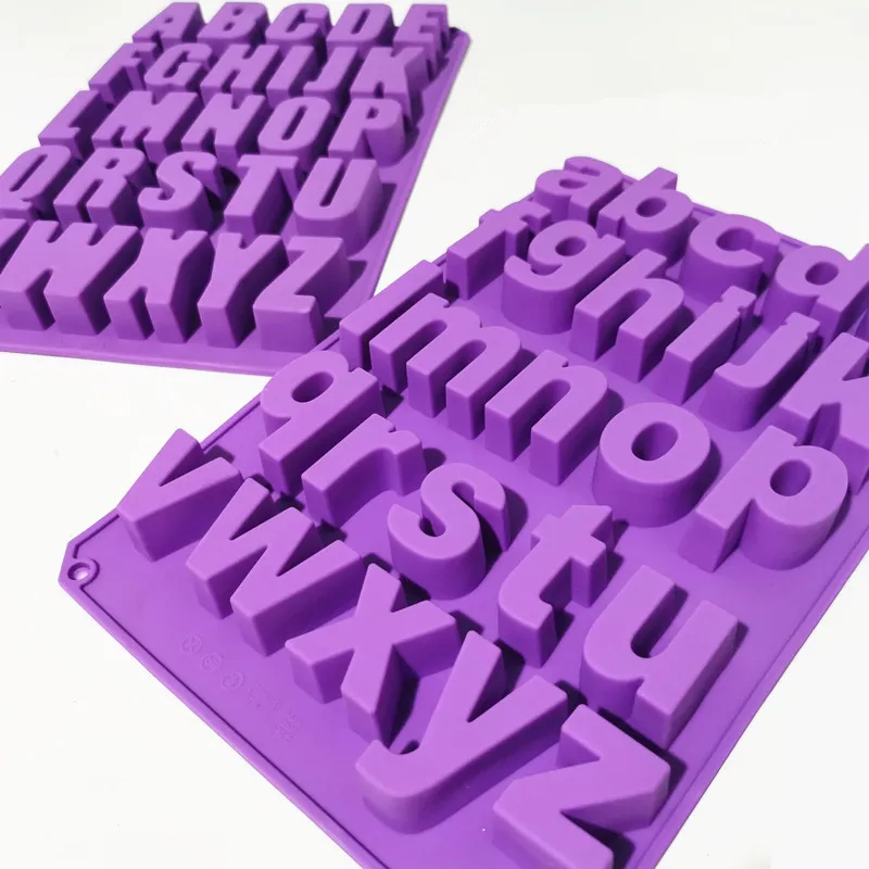 3D Alphabet Letter Concrete Silicone Molds Plaster Number Capital Lower Case Letters Mould DIY Cake Resin Home Decorations Tools