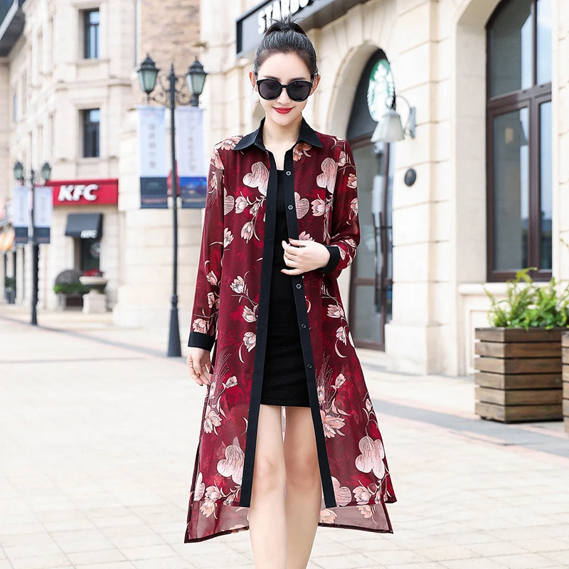 Floral Kimono Cardigan Long Sleeve Women Shirts Summer Holiday Beach Long Shirt Top Plus Size