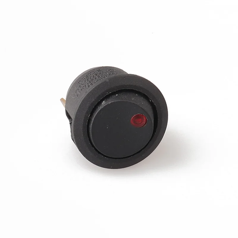 Sakelar Rocker Perahu 3Pin KCD2-101NM Posisi Snap-In SPST dengan Tembaga Lampu Merah