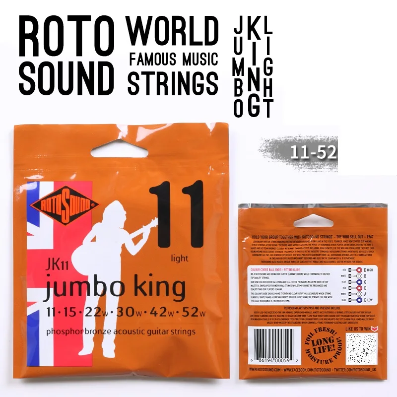 Rotosound Jumbo King JK11 JK12 JK13 phosphor bronze acoustic guitar strings / Tru Bronze TB10 TB11 TB12 Acoustic Guitar Strings