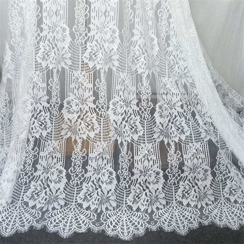 French Eyelash Lace Fabric 300cm Length 150cm Wide Off White Black Sewing Needlework V2309