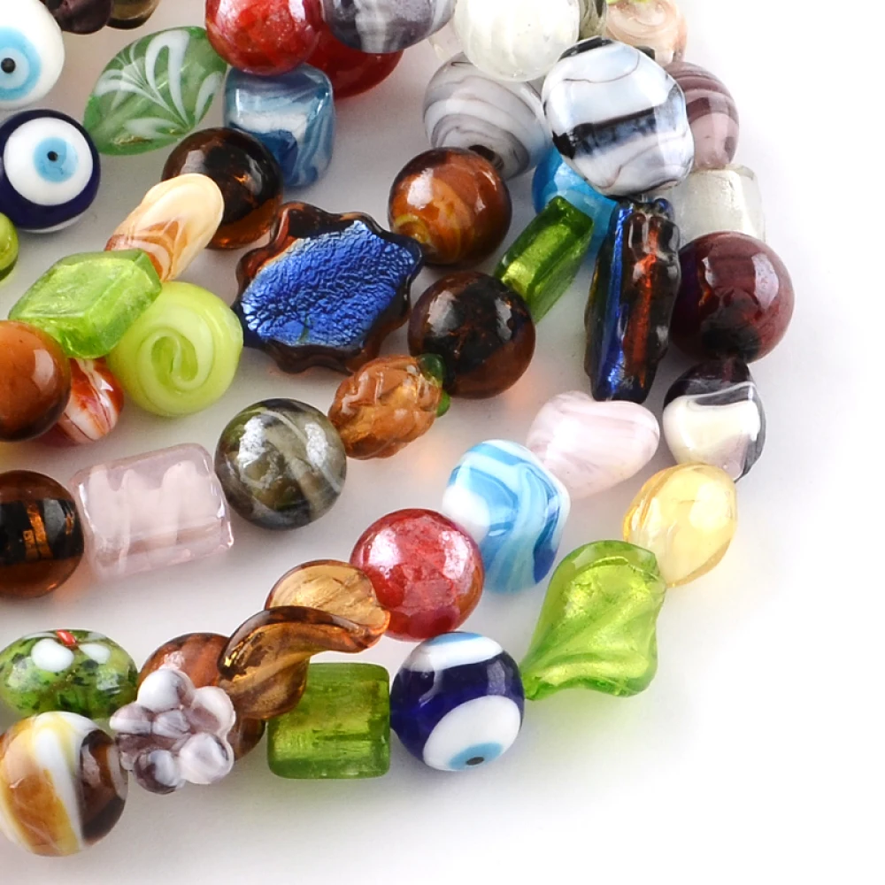 3 Strand Mixe Shapes Handmade Lampwork Bead Strands for Bracelet Necklace DIY jewelry making Accessories about 30pcs/strand