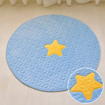 Round Non-Slip Soft Baby Mat, Monochromatic, Cartoon Stars, Moon, Cute