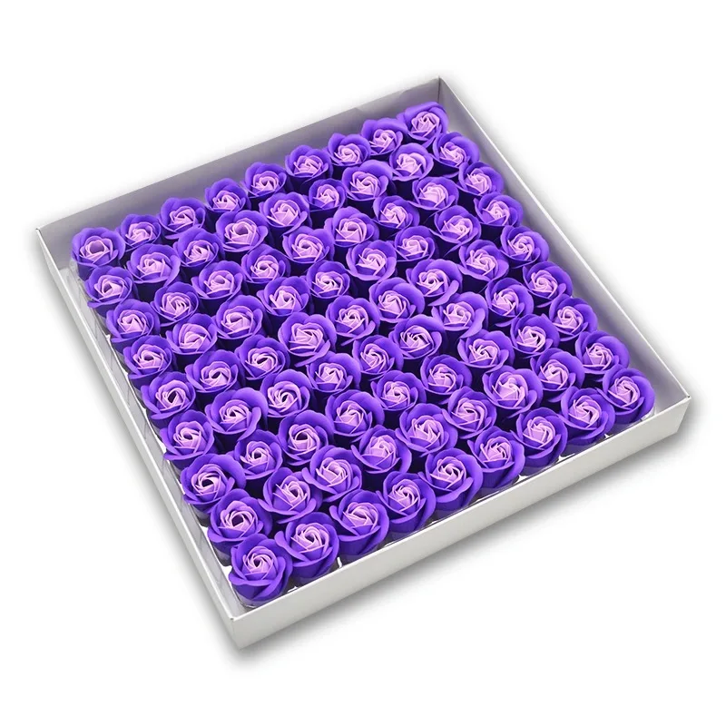 81pcs Three-Layer No Flower Base Rose Soap Flower Head Decoration Flower Box Wedding Bouquet Valentine'S Day Artificial Flower