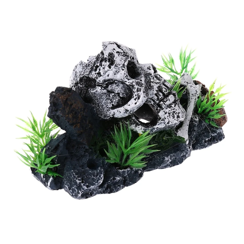 New Pirate Skull Skeleton Aquarium Ornament Hiding Cave Fish Decoration Decor