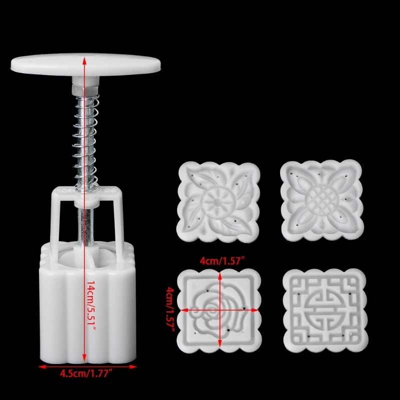 5Pcs Stamps 50g Square Flower Moon Cake Mold Mould Pastry Mooncake Hand DIY Tool K1MF