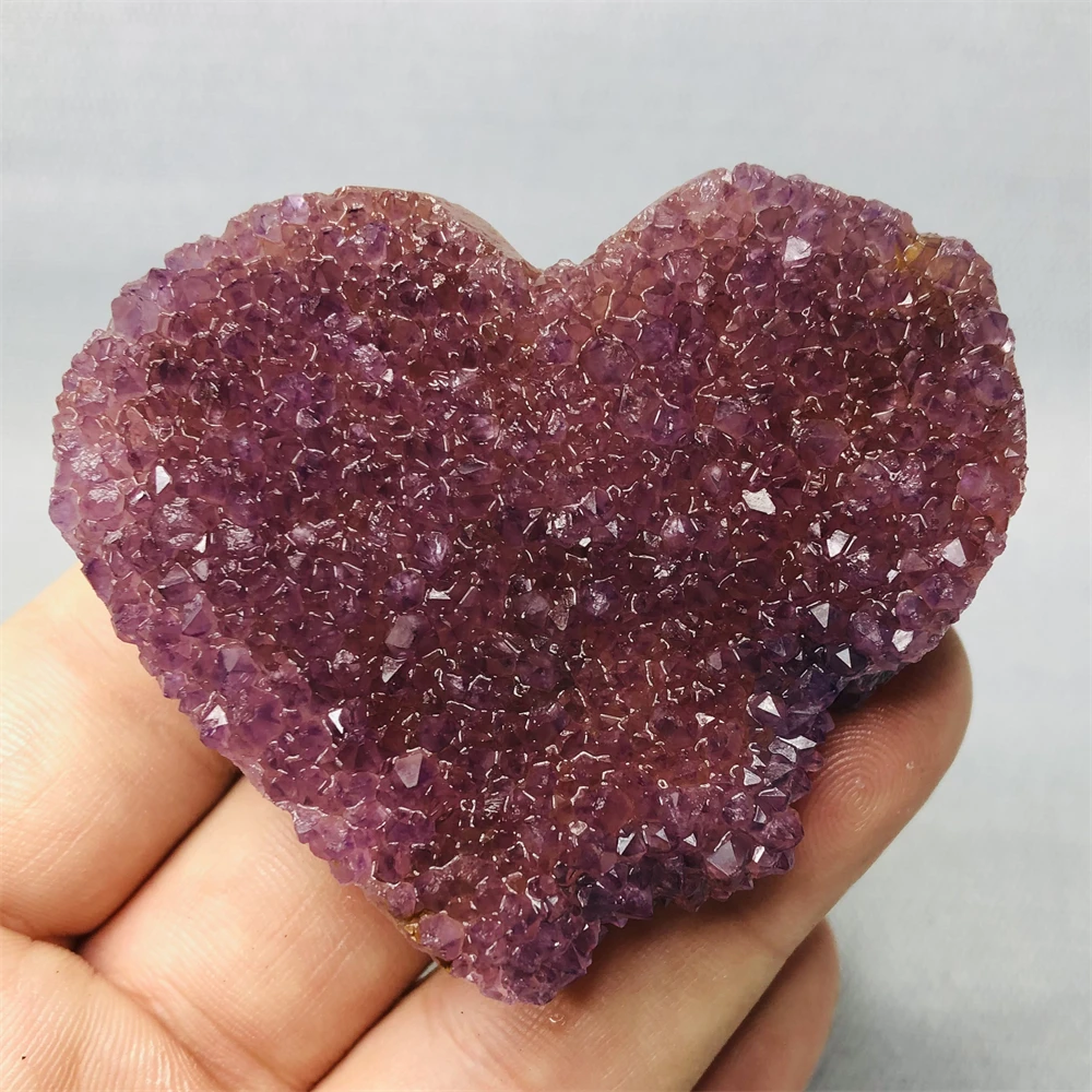 Natural Gemstone Uruguay Red Quartz Amethyst Heart Shape Gift Love Symbol Home Spiritual Decoration and Crystal Healing 95mm