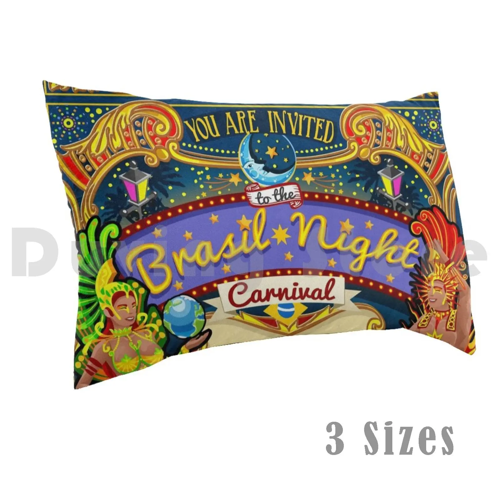 Carnival Poster Invite Brazil Carnaval Show ParadePillow case Carnival Brazil De Janeiro Samba Show Parade