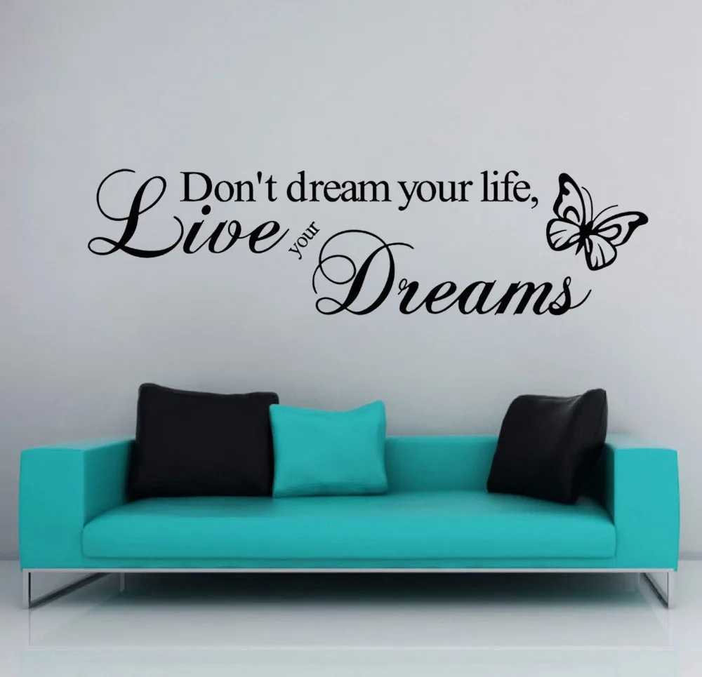 Don\'t Dream Your Life Art Vinyl Quote Wall Sticker Wall Decals Home Decor Live Your Dreams