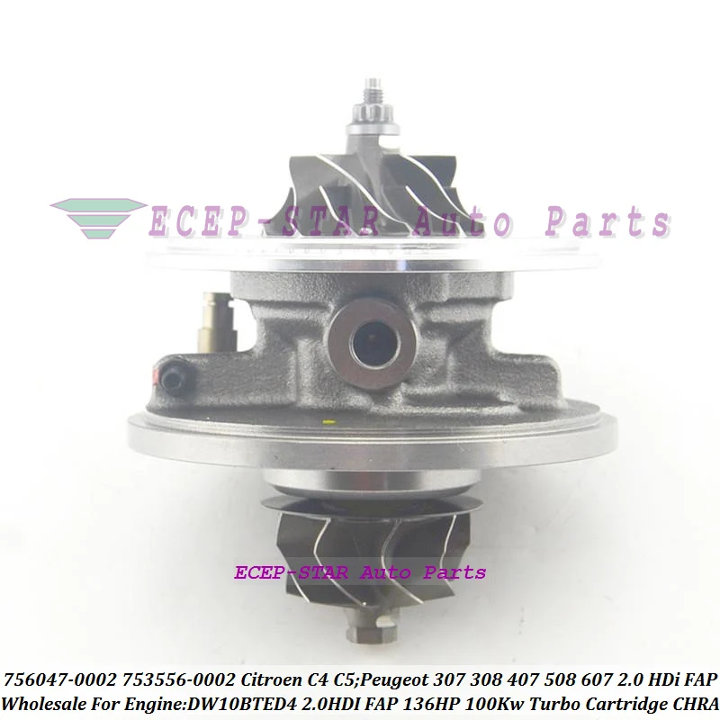 Turbo Cartridge CHRA 756047 756047-0004 753556 756047-5004S 756047-5005S 0375K9 0375K8 9662301280 C8 Jumpy Expert 508 807 2.0L