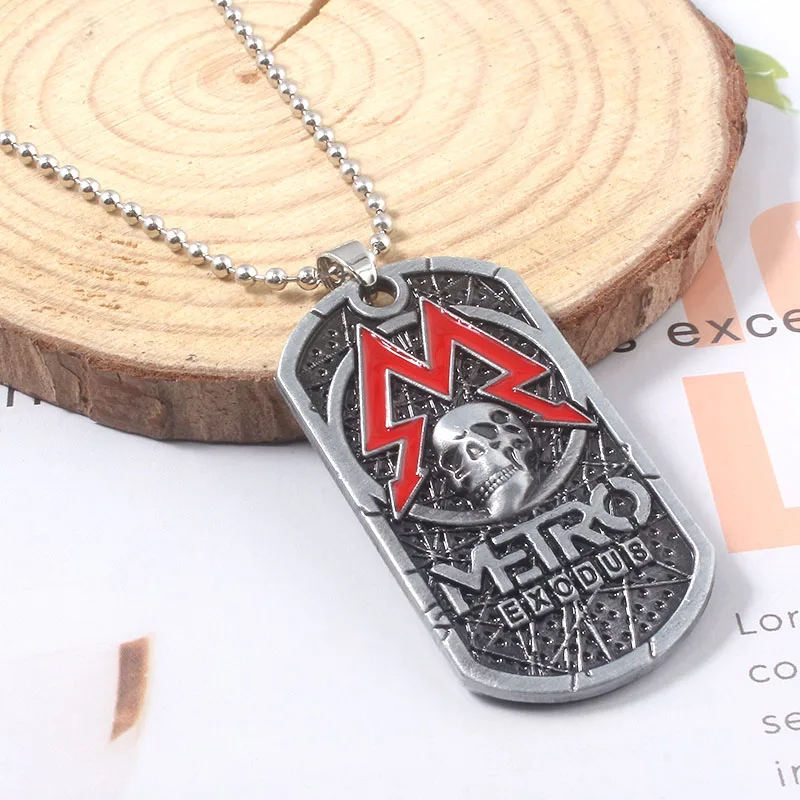 MIDY Spiel Metro Exodus 2033 Halskette Anhänger Klassische Erkennungsmarke Schädel Metall Halsband Frauen Männer Schmuck Zubehör – Detail 5