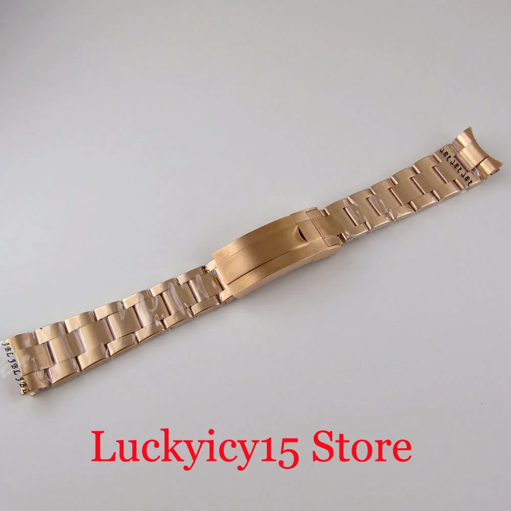 

Full Rose Gold Coated Replaced Watch Bracelet Watch Band Deployment Clasp 20mm width Lug for 40mm men watch